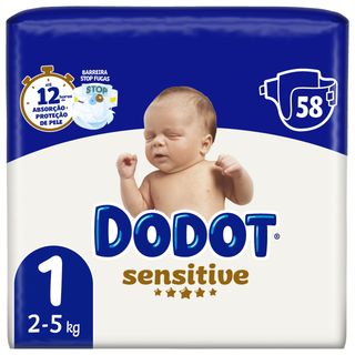 Dodot Fraldas Sensitive T1, 2kg-5kg, 58 Un
