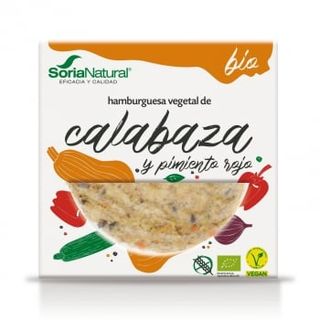 Hamburguesa Vegetal De Calabaza Y Pimiento Rojo Bio Soria Natural Sin Gluten Pack De 2 Unidades De 100 G.