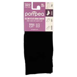 Pompea Lei Calzino Velato Medium 20 Denari Taglia Unica Nero 2 Paia