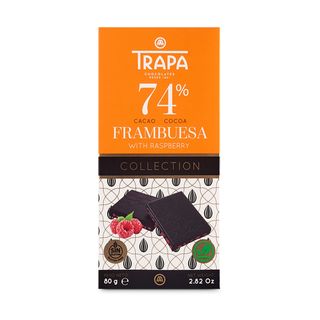 Chocolate 74% Cacao Con Frambuesa Trapa 80 G