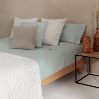 Sábana De Algodón Orgánico 180 Hilos Besto Azul Aqua cama 150-160cm