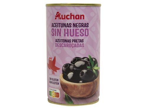 AZEITONA PRETA AUCHAN SEM CAROÇO EM LATA 350(150)G