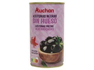 AZEITONA PRETA AUCHAN:S/CAROÇO EM LATA 350(150)G
