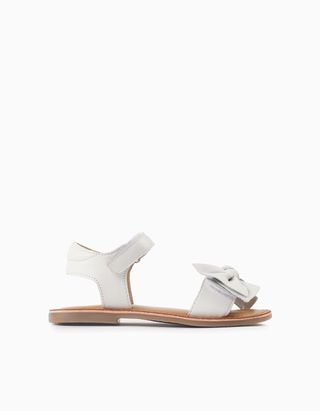 Sandálias de Pele com Laço para Menina - Tamanho 32 BRANCO