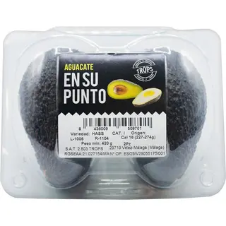 Fruteria En Su Punto Aguacate Variedad Hass Bandeja 420 G 2 Unidades