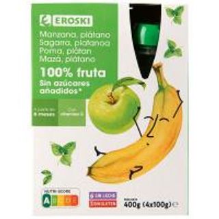 Bolsita 100% Manzana-Plátano Eroski Pack 4X100 Gr. (22213045)