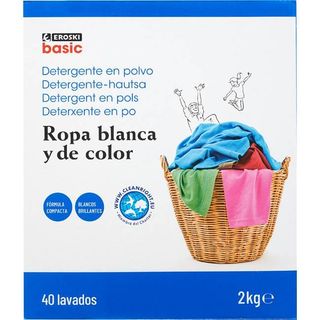 Detergente En Polvo Eroski Basic, Maleta 40 Dosis