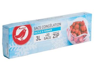 SACOS DE CONGELAÇÃO AUCHAN:C/ZIP MÉDIO 3L 20UN