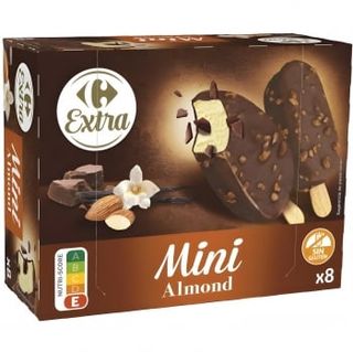 Bombón Helado Sabor A Vainilla Con Cobertura De Chocolate Con Leche Con Trocitos De Almendra Carrefour Extra Sin Gluten 8 Uds.