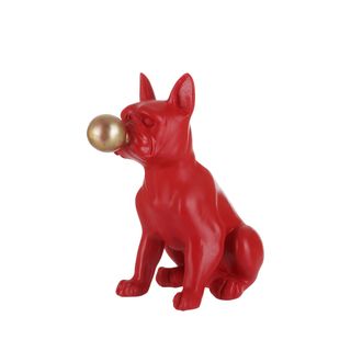 Statua bulldog con chewing gum - 12x22x22 cm rosso