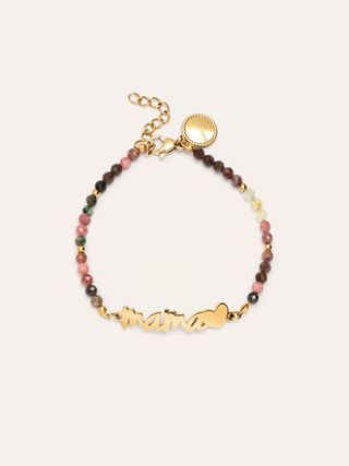 Pulsera Mamá Heart Tourmaline Acero Baño Oro
