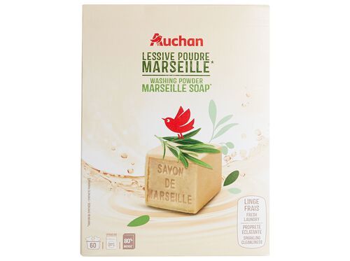 DETERGENTE DE ROUPA MÁQUINA PÓ AUCHAN SABÃO MARSELHA 60 DOSES