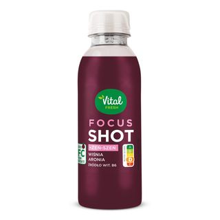 Vital Fresh Shot Focus Wiśnia aronia + żeń-szeń, 200 ml