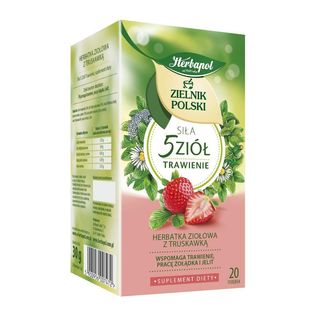 Herbapol Siła 5 Ziół Trawienie Herbata ziołowa z truskawką 20 torebek