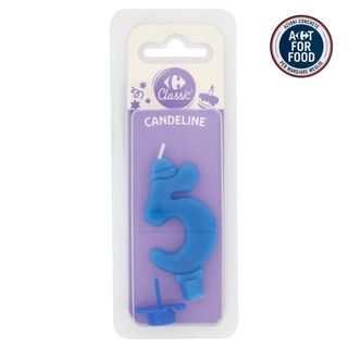 Carrefour Classic Candelina Numero 5 Azzurra Con Supporto -5616
