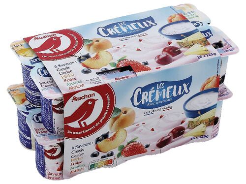 IOGURTE AUCHAN CREMOSO COM PEDAÇOS 6 FRUTOS 16X125G
