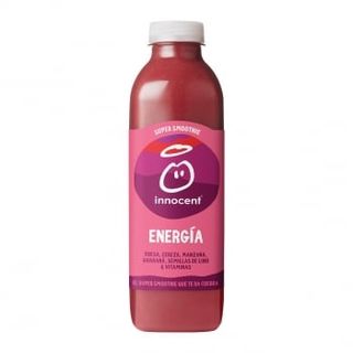 Smoothie Super Energía De Fresa, Cereza, Manzana, Guaraná, Semillas De Lino Y Vitaminas Innocent Botella 75 Cl.