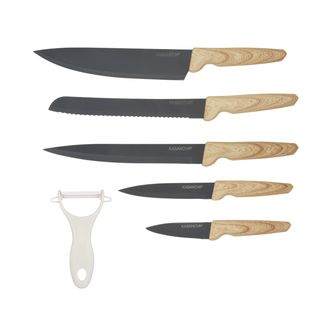 Set 5 coltelli e pelaverdure - con manico effetto legno