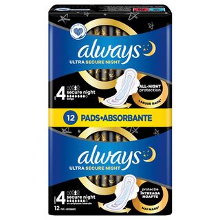 Always Ultra Podpaski Secure Night 4, 12 szt.
