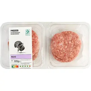 Hamburguesa De Pavo Eroski, 4 Uds., Bandeja 320 G (13163159)