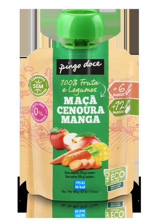 Bolsa de Fruta Maçã, Cenoura e Manga Pingo Doce 90G