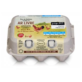 Ovos de Ar Livre Classe M/L Pingo Doce 6UN
