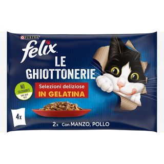 FELIX Le Ghiottonerie Selezioni deliziose in Gelatina (Manzo & Pollo) 4 x 85 g