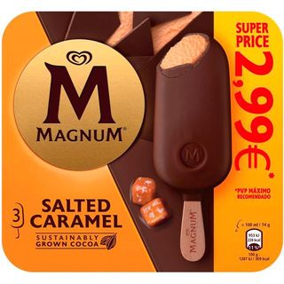 Helado bombón salted caramel MAGNUM, pack 3x100 ml (26607705)