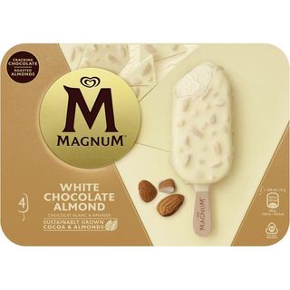 Helado de vainilla c/ choco blanco almendrado MAGNUM, caja 4 uds (26608034)