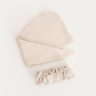 Zestaw opaska i turban | VAFFEL | beżowe | 10x23 cm | 25x75 cm | 769276