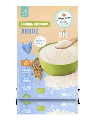 Papa Infantil Farinha Não Láctea de Arroz Bio Sem Glúten Sem Açúcar Cuida Bebé 200G