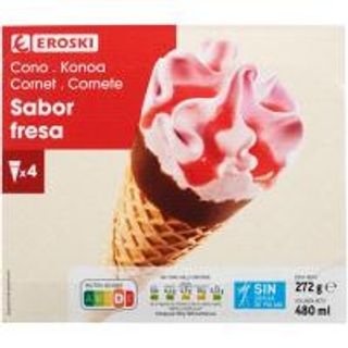 Cono Grande De Fresa Eroski, Pack 4X120 Ml. (25473471)