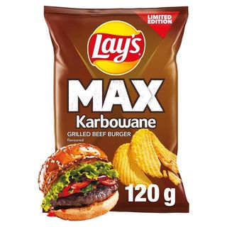 Lay's Max Chipsy ziemniaczane karbowane o smaku grillowanego wołowego burgera 120 g
