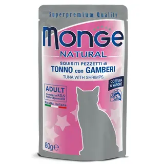 Monge cat natural busta gr.80 tonno/gamberi