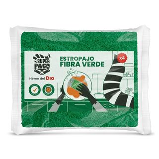 Estropajo De Fibra Verde Super Paco Bolsa 4 Uds.