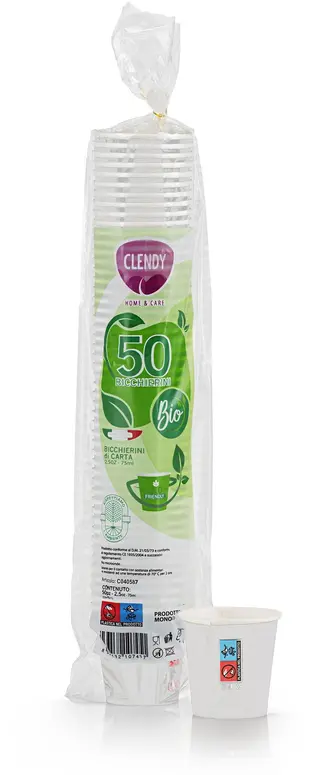 CLENDY BIO BICCHIERINI CAFF� IN CARTA BIANCO 50 PEZZI LAN587