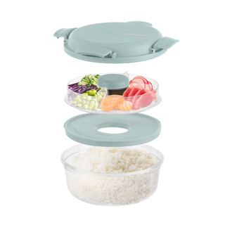 Lunch box per poke - tonda a scomparti azzurro