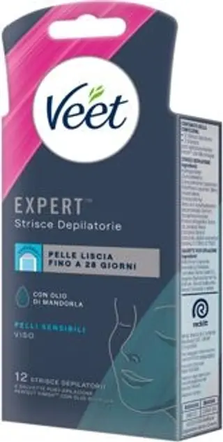 VEET EXPERT STRISCE DEPILATORIE VISO PELLI SENSIBILI 12 PEZZI MIR9211