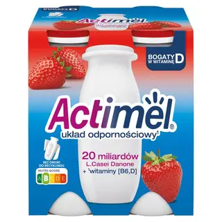 Actimel Napój jogurtowy o smaku truskawkowym 400 g (4 x 100 g)