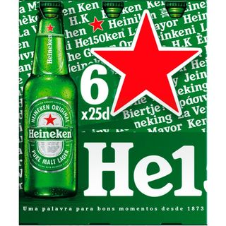 Heineken Cerveja da Holanda Pack 6 unidades garrafa 25 cl - 18603600018