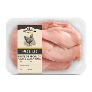 Filetes De Pechuga De Pollo Extrafina Selección De Dia Bandeja 450 G Aprox.