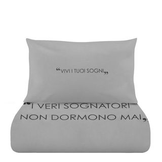 Parure copripiumino singolo - antracite scritta