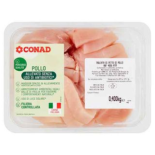 CONAD Percorso Qualità Allevato Senza Uso di Antibiotici Tagliata di Petto di Pollo 0,400 kg - 8003170066656