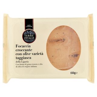 Terre D'Italia Focaccia Croccante Con Olive Varietà Taggiasca 150 G