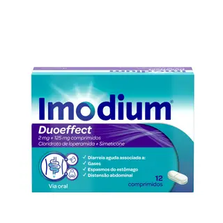 Imodium Duoeffect 2 mg + 125 mg comprimidos
Cloridrato de loperamida
Simeticone
