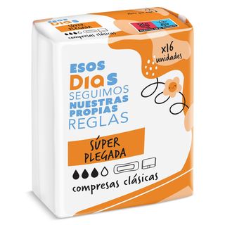 Compresas Clásicas Súper Plegada Esos Dias Bolsa 16 Unidades