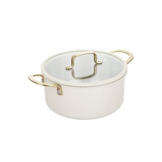 Casseruola 22 cm in acciaio bianco oro - California con coperchio
