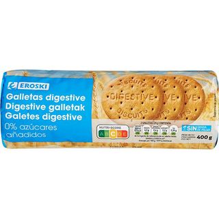 Galleta Digestive Sin Azúcar Añadido Eroski, Paquete 400 Gr. (25746801)