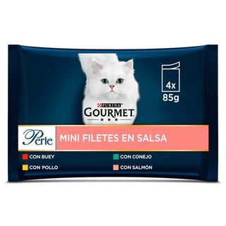 4 bolsitas x 85 g Purina Gourmet Perle Láminas en salsa para gatos - Pack 4