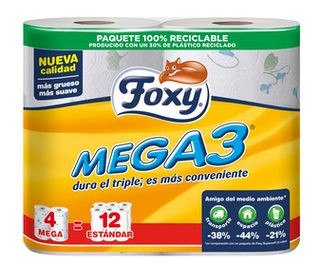 Papel Higiénico Triple Capa Foxy Mega 3 4 Uds.